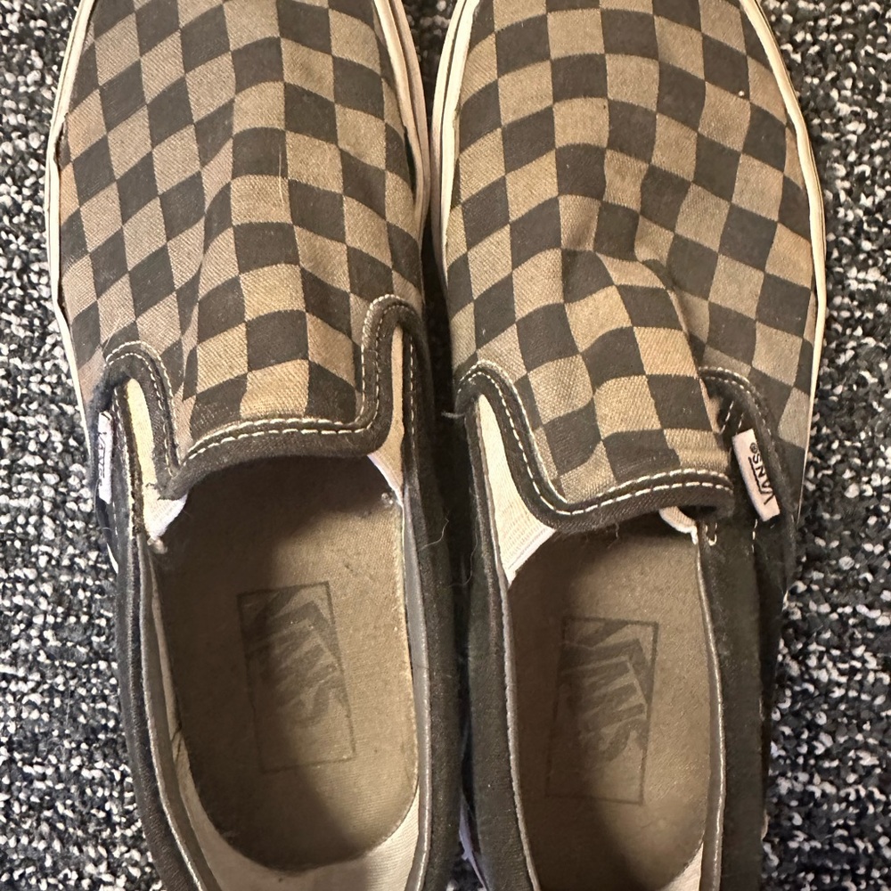 Vans Classic Black and Gray Checkerboard Slide-ons W8.5 M7
